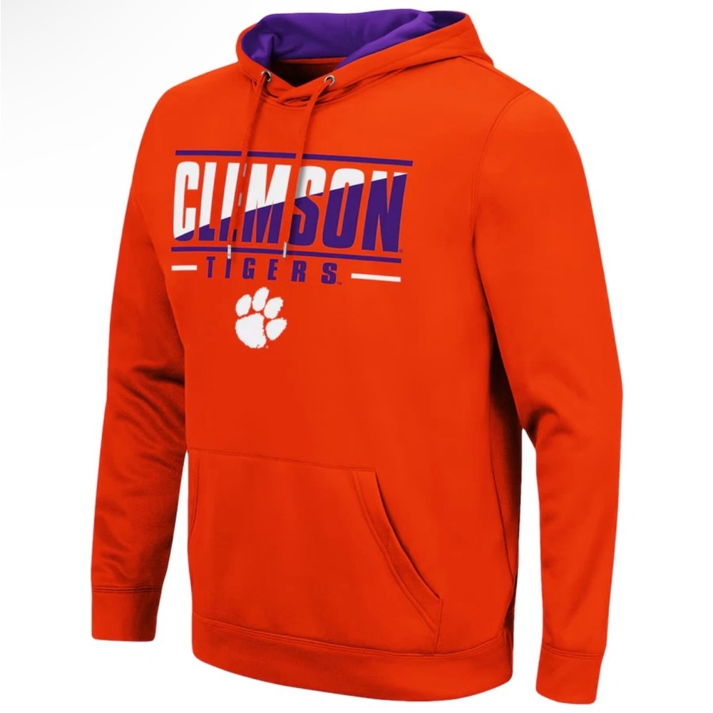 Men's Colosseum Orange Clemson Tigers Slash Stack 2.0 Pullover Hoodie